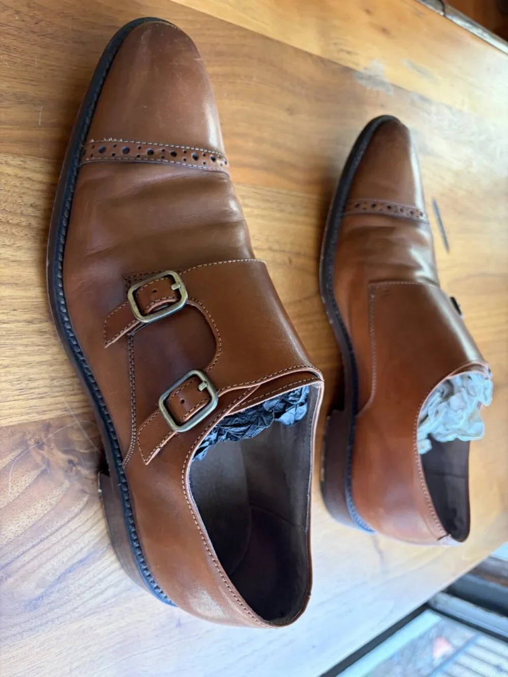 Banana Republic Men’s Brown Leather Double Monk Strap Shoes Size 10